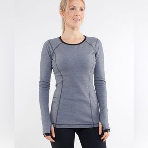Lululemon Run: Turn Around Long Sleeve Deep Coal Mini Check